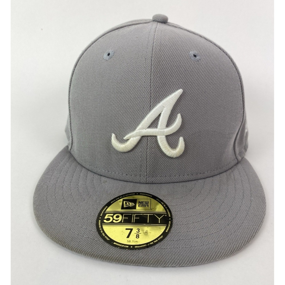Atlanta Braves New Era 59FIFTY Fitted Hat Gray Size 7-3/8 MLB Cap Baseball Sport